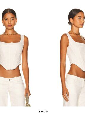 Miaou Campbell Ivory White Structured Corset Tank Top - Small